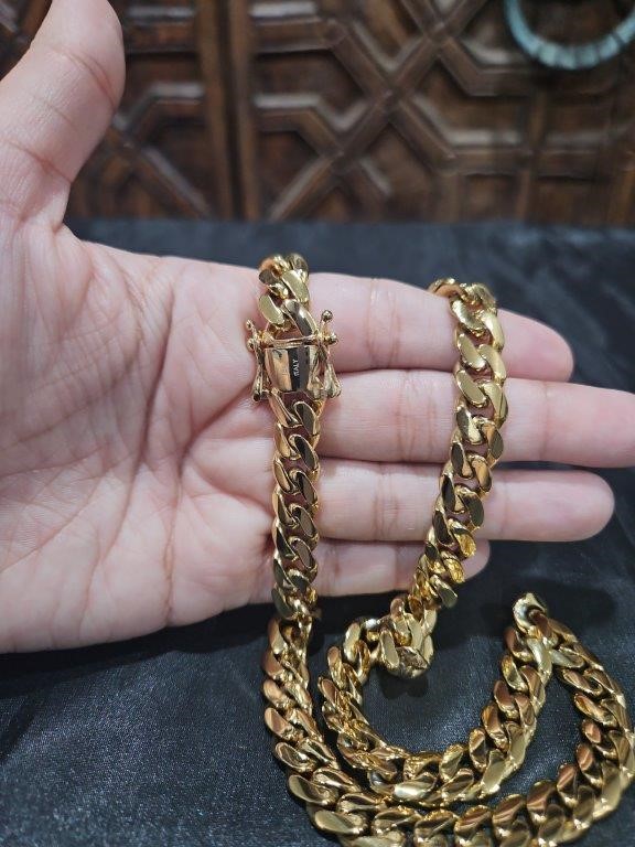 18k Italy Stamped Yellow Gold Filled Cuban Chain-Quality Guarantee-70cm10mm