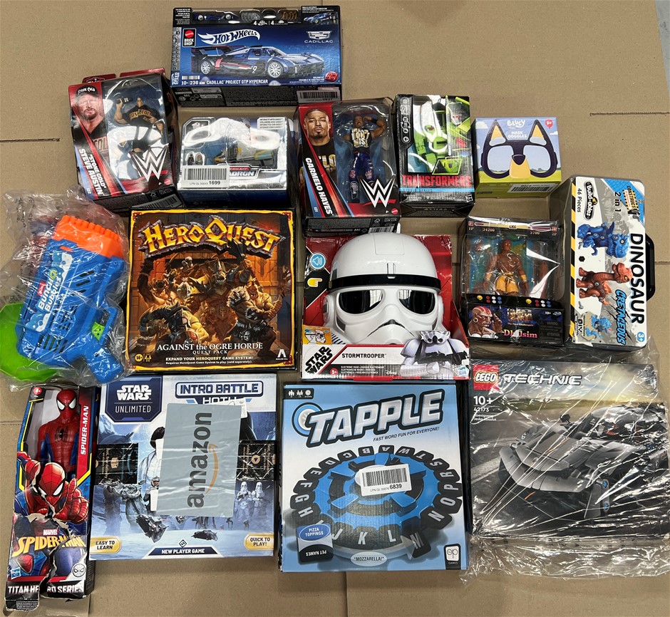 15 X ASSORTED Boys Toys Dark Vader, Spider Man, Bluey & More; Incl. Brands