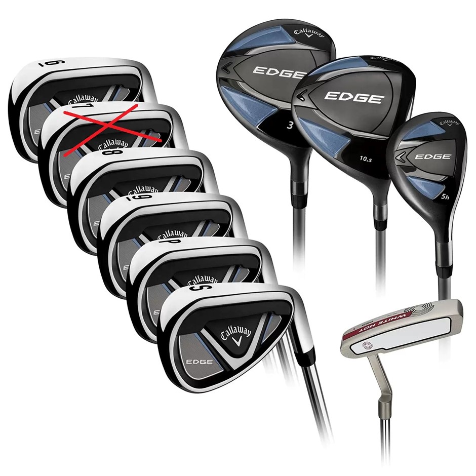 CALLAWAY Edge Men's 10 Piece Right Handed Stiff Flex Golf Club Set. NB: Has