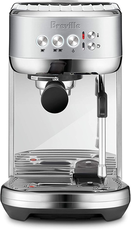 BREVILLE Bambino Plus Espresso Machine, Brushed Stainless Steel. NB: damage
