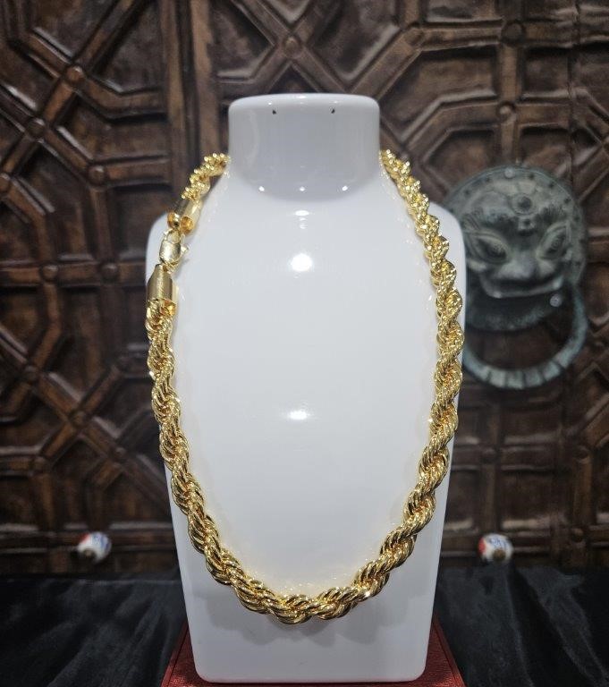 22KGold-filled/Italy Stamped  Yellow Gold Filled Rope Chain -50CM-10MM