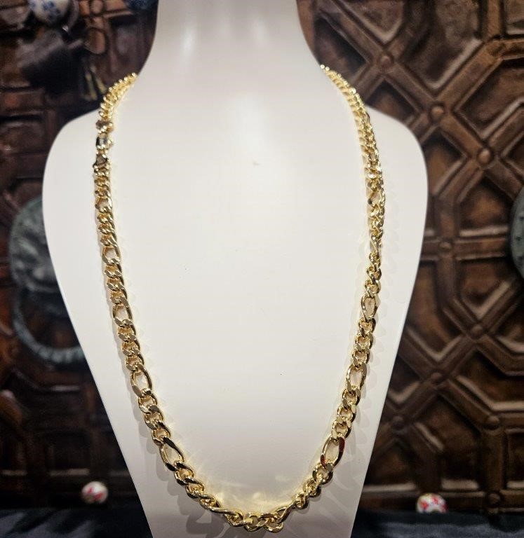 18K/Italy Stamped Yellow Gold Filled Figaro Chain -60cm-5mm-Bonus Gift