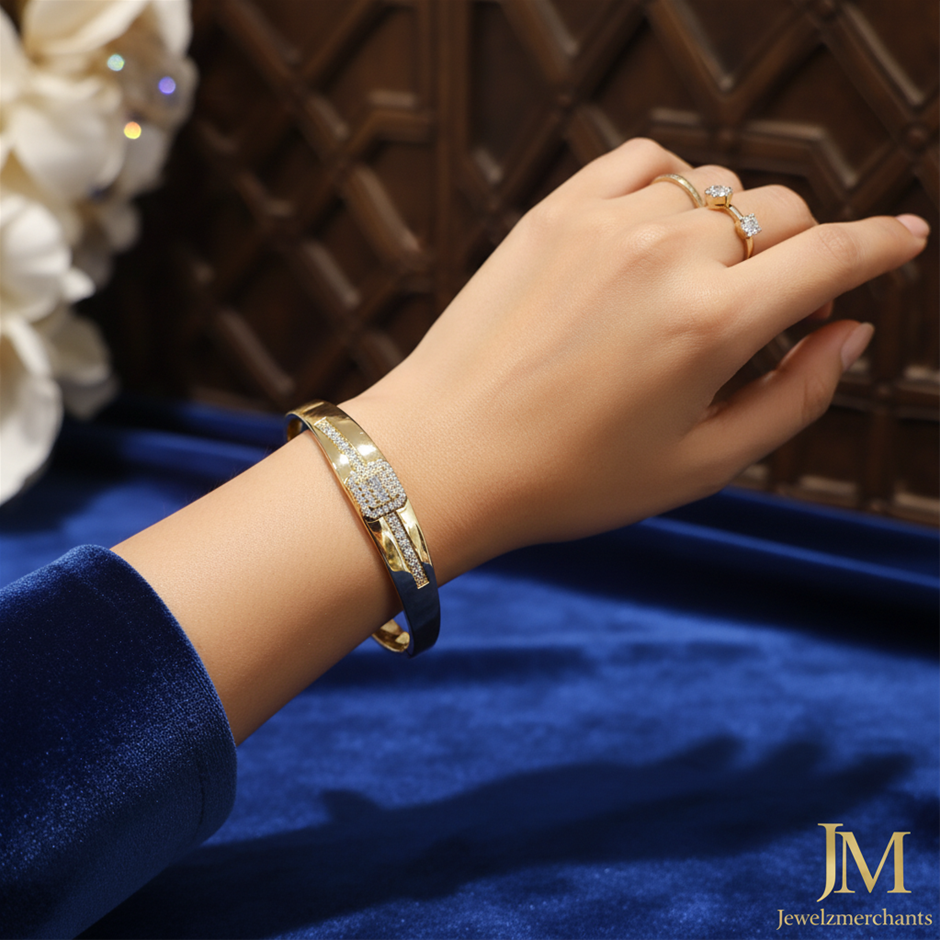 18K/Italy Gold Filled Bangle -(18K/Italy)-Warranty Quality-Bonus Gift
