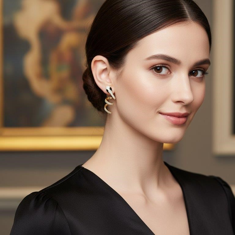 18K/Italy Gold Filled Earring -(18K/Italy)-Warranty Quality-Bonus Gift