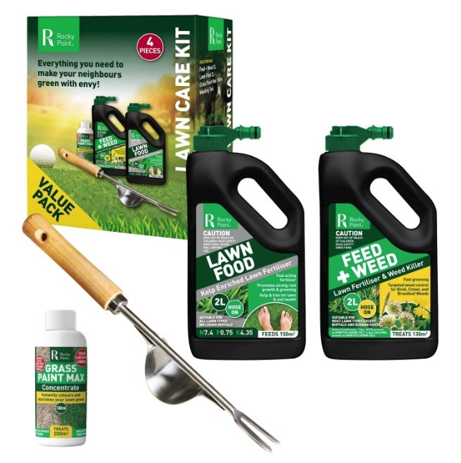 ROCKY POINT 4pc Lawn Care Kit. N.B: Damaged box.
