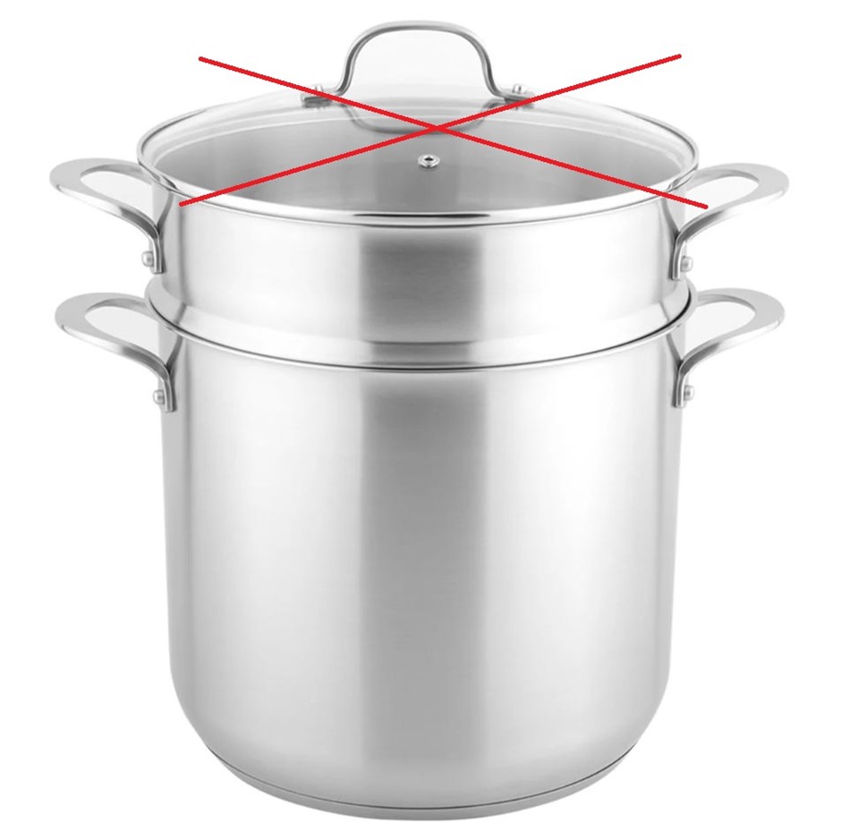 LINKFAIR Stainless Steel Stockpot With Steamer, 15L. NB: Missing lid, minor