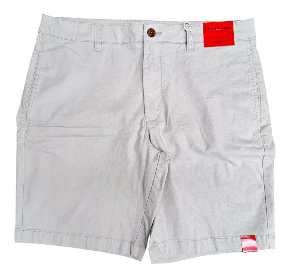 TAILOR VINTAGE Men's 9" Greenwich Shorts, Size 34, 52%Linen/45%Cotton, Quie