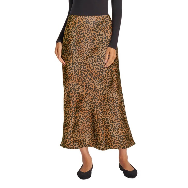 MATTY M Women's Satin Skirt, Size S, Camel.