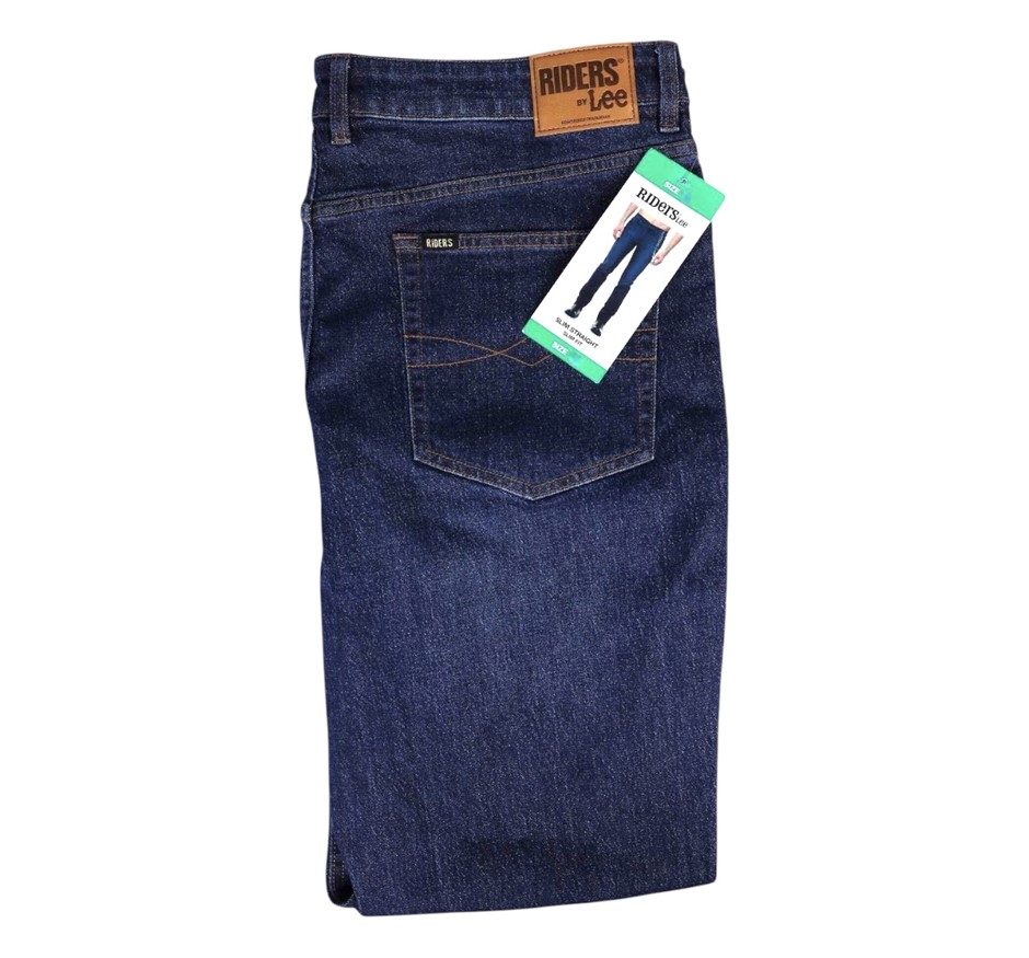 RIDERS By LEE Men's Straight Jeans, Size 33, 87% Cotton, Midnight Rinse (E7