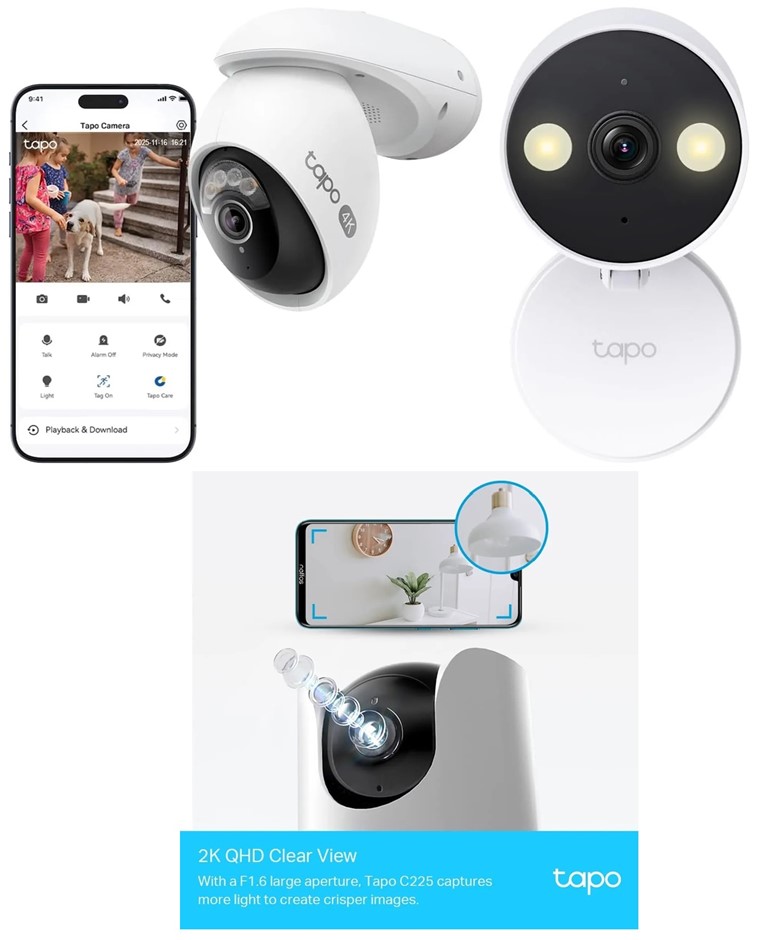 3 x Assorted Security Cameras. 1 x TAPO C560WS TP-Link Pan/Tilt Outdoor Wi-