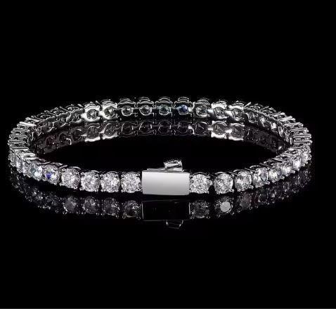 GRA Moissanite white Brilliant Cut stone Tennis Bracelet -S925-18cm-4mm