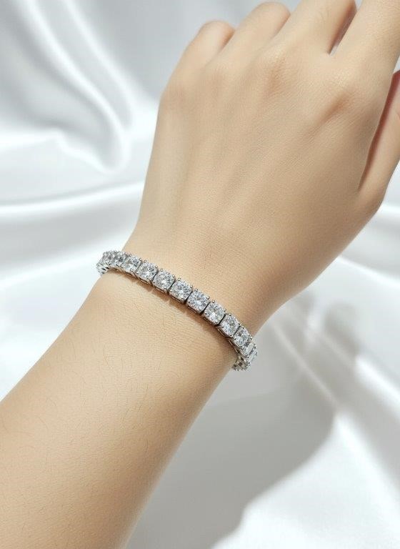 GRA  Moissanite white Brilliant Cut stone Tennis Bracelet -S925-18cm-5mm
