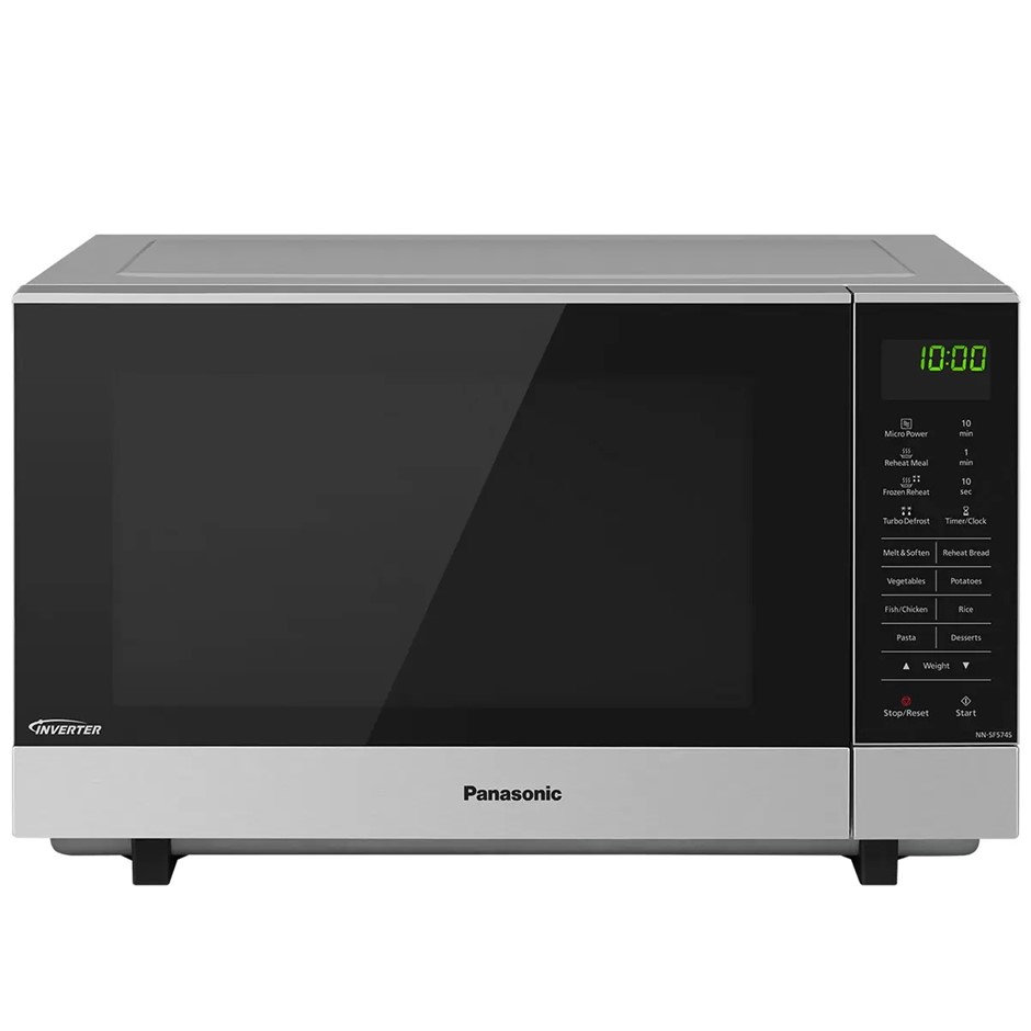 PANSONIC 27L Flatbed Inverter Microwave, Stainless Steel, Model NN-SF574SQP