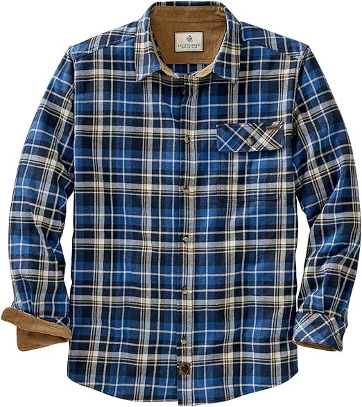 LEGENDARY WHITETAILS Men's Buck Camp Flannel Long Sleeve Plaid Button Down