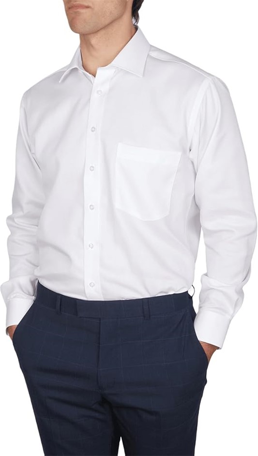 ABELARD Men's Non Iron Cotton Shirt Classic Fit, Size 44/XL, White, A271021