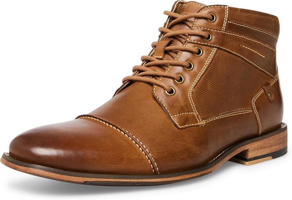 STEVE MADDEN Men's Jotter Combat Boots, US 11.5, Dark Tan, JOTT01M1191115.