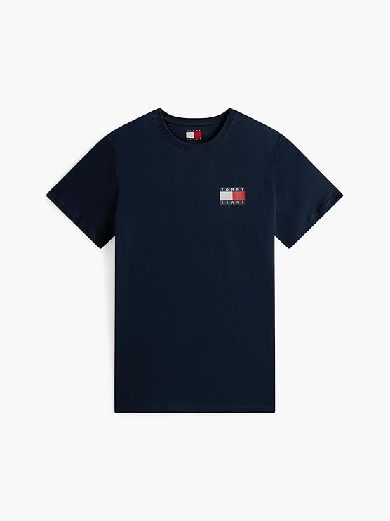 TOMMY JEANS Men's Logo Slim T-Shirt, Dark Night Navy, Large, DM0DM20740. B