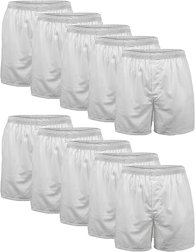 10 Packs x GILDAN Men's Underwear Boxers, Large, White, G1117. Buyers Note