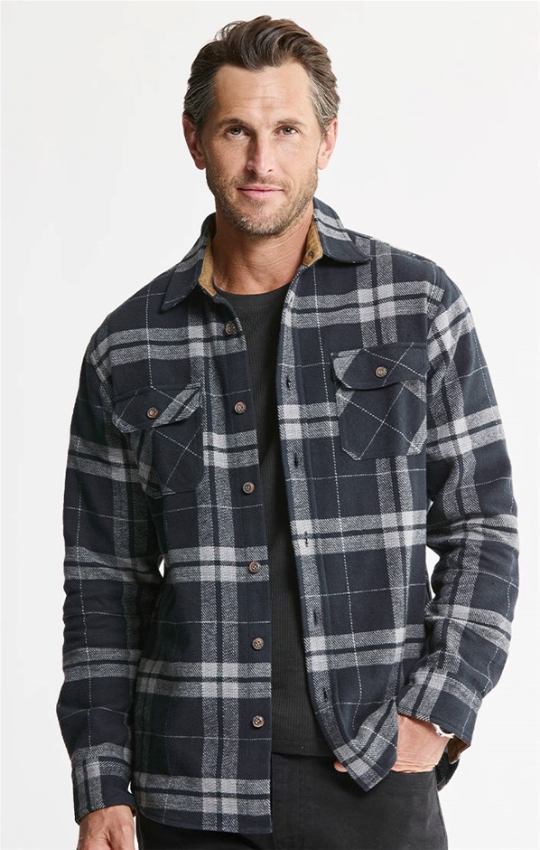 JACHS Men's Shirt & Thermal Pack, Size S, Incl: Flannel & Crew Thermal, Bla