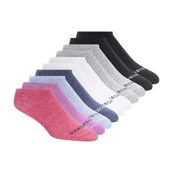 9 Pairs x SKECHERS Women's No Show Socks, Size 9-11, Shoe Size 6-9.5, Cotto