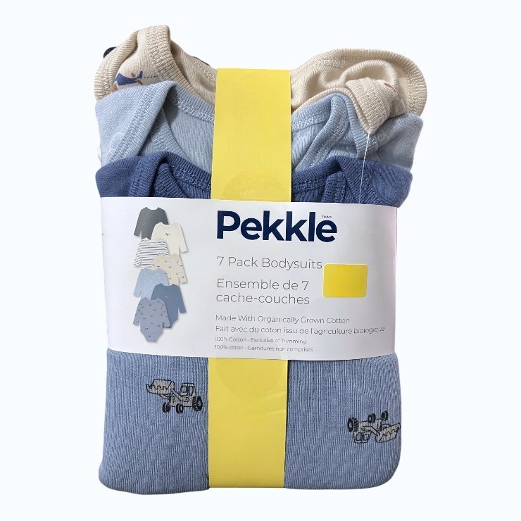 PEKKLE 7-Pack Bodysuits, Size 12m (1), Boys. Buyers Note - Discount Freigh