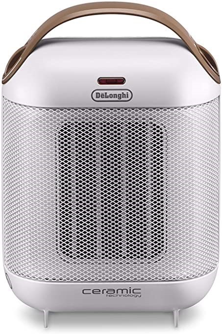 DE'LONGHI Capsule Fan Heater, White, 2 Power Levels, Ceramic Technology.
