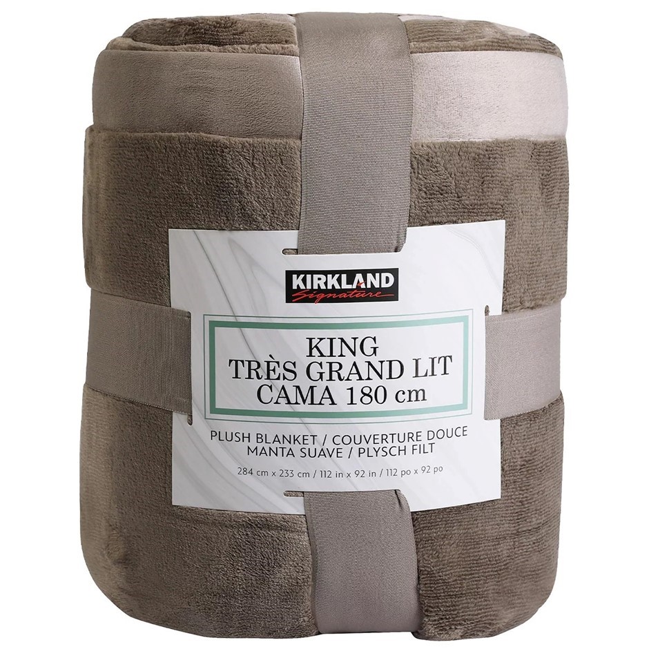 SIGNATURE Plush Blanket King 284 x 233cm, Taupe. NB: Not in original packag