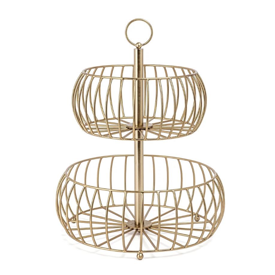 OVER AND BACK 2-Tier Golden Fruit Basket. NB: no box.