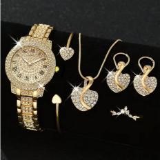 6-Piece Set.Watch, Necklace, Bracelet, Ring & Earrings(Gift Box Included)
