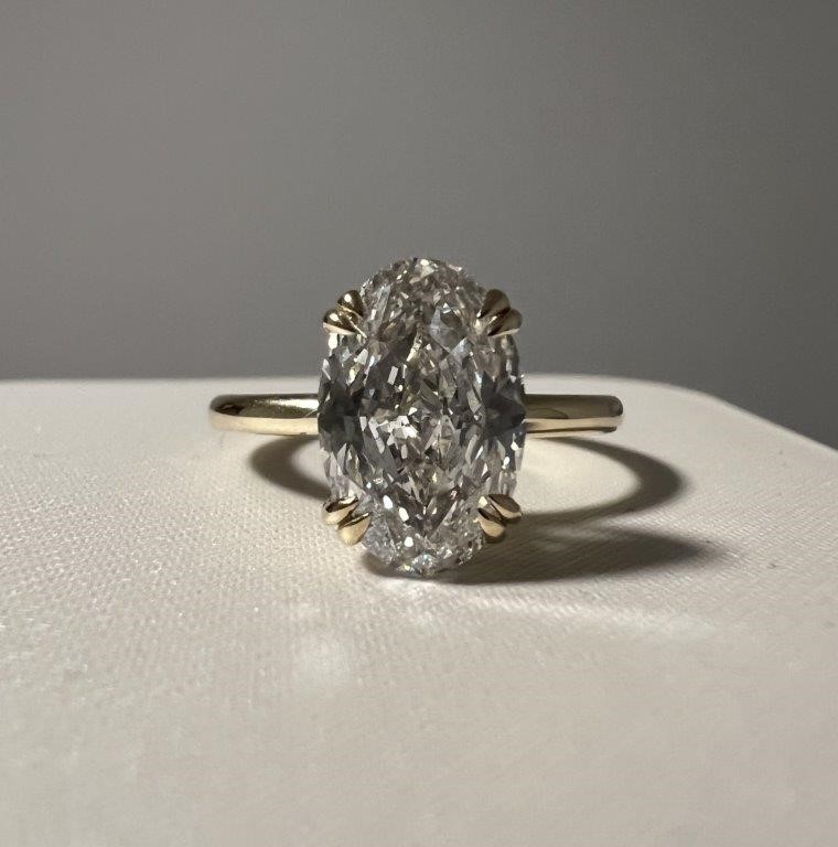 2.66ct IGI Certified Oval Cut Lab Grown Diamond 10K Solid Gold Ring