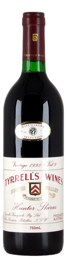 Tyrrell's Shiraz Vat 9 1998 (1x 750mL).Hunter Valley