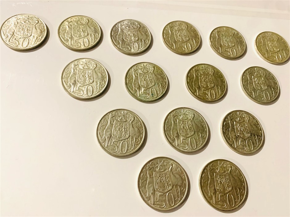 Lot of 20 vintage Australian fifty cent coins