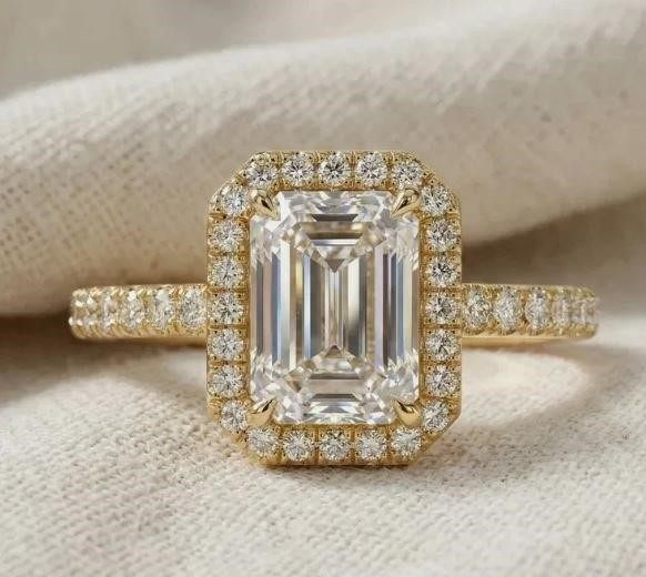 1.0ct GRA Moissanite white 18k Solid Yellow Gold Vermeil Ring -adjustable