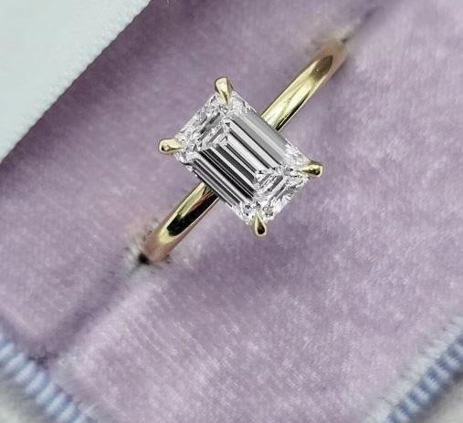 1.0ct GRA Moissanite white 18k Solid Yellow Gold Vermeil Ring -adjustable