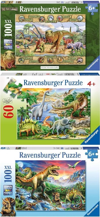 BUNDLE of Ravensburger The Time of the Dinosaurs Jigsaw Puzzle – 100 Pieces