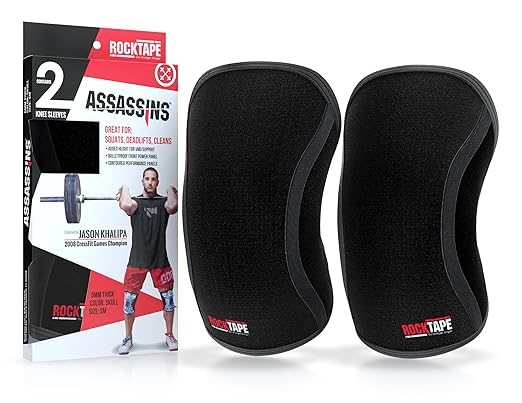 RockTape Assassins 7mm Extra-Support Knee Sleeves (2 Sleeves), Small (Fits