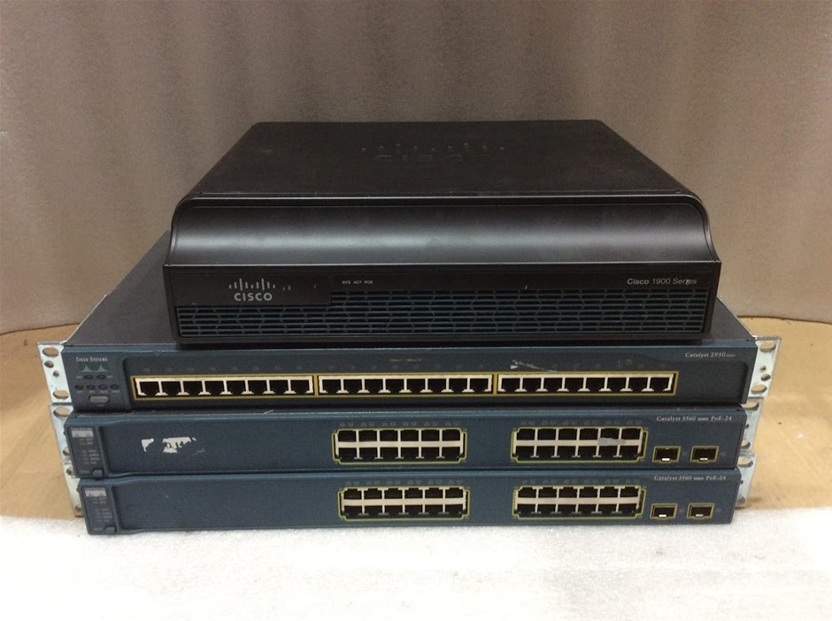 Cisco 1900 Integrated Router+3560 Series 24-Port Network Switch (Lot of 4)