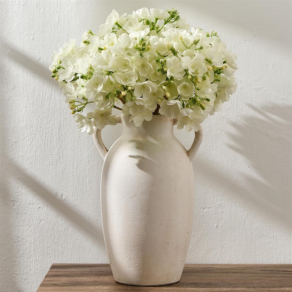 PORCER Ceramic Vase, 9.84 Inch Terracotta Vase with Handles.