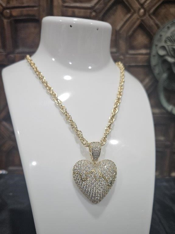 18KGold Filled /Italy Stamped  Yellow  Chain & Heart Pendant -50cm-Gift