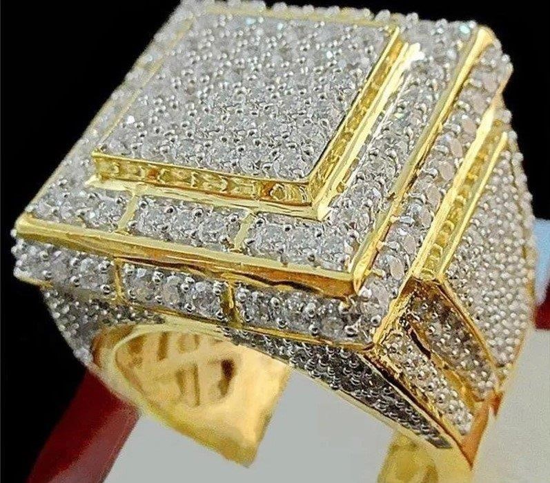 Italy 925 Silver Ring in 18k Yellow Gold Plated-11US