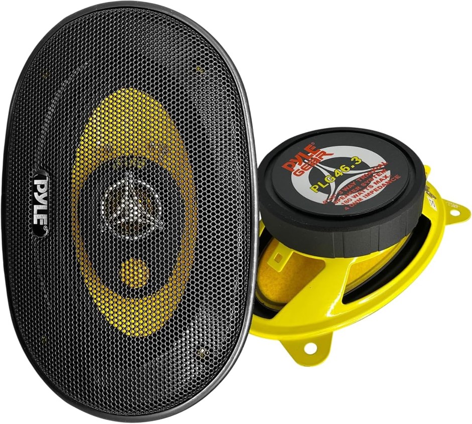 Pair of PYLE Car 3-Way Speaker System, 4x6-inch, 180W, 4Ohm, mid-tweeter co