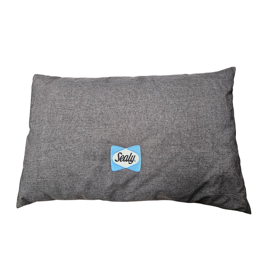 2 x SEALY Fabric Covered Pillows, Grey.