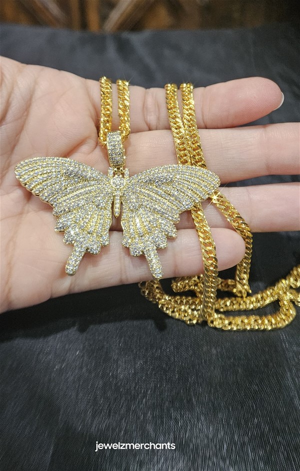 22K/Italy Stamped Yellow Gold Filled Chain and Pendant-60cm