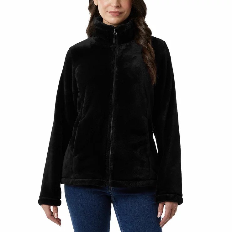 32DEGREES Women's Plush Fleece Faux Fur Jacket, Size S, Black. NB: may have