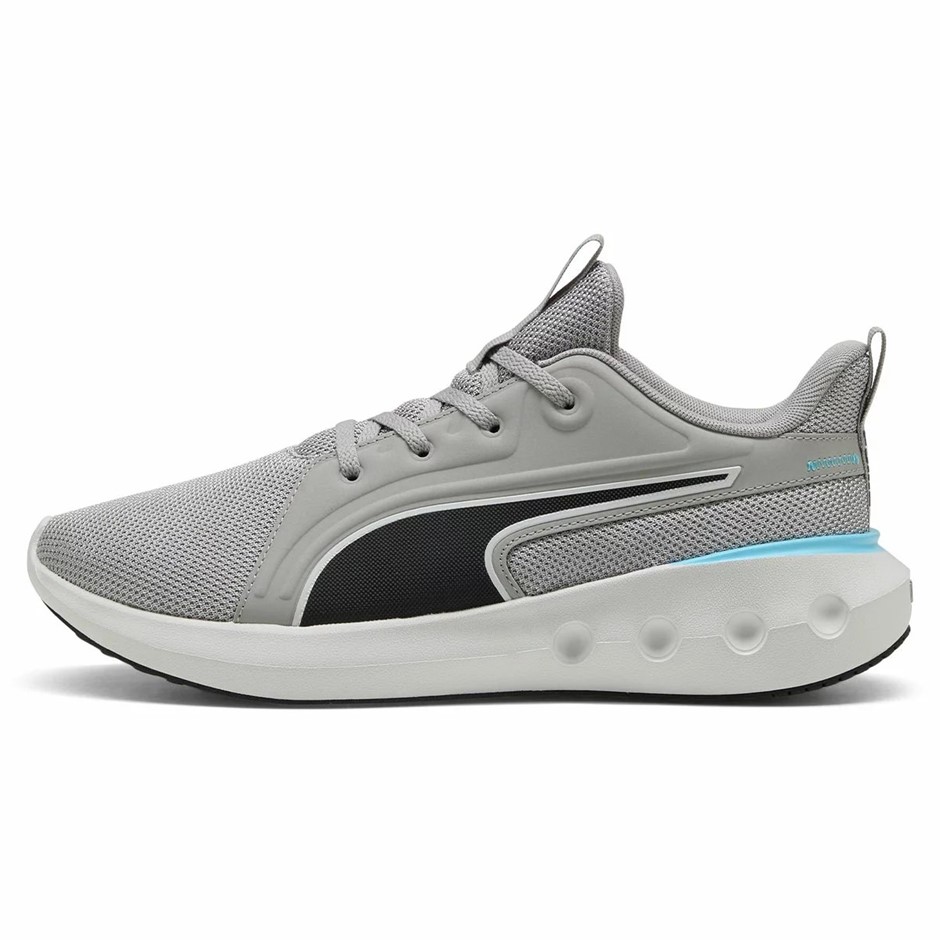 PUMA Men's Softride Carson Shoes, Size US8, GreyEcho/Black/VibrantBlue (25)