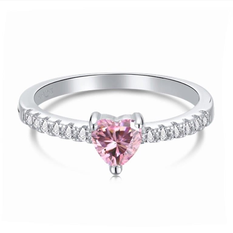 0.5ct Heart Simulated Diamond 925 Sterling Silver Ring - Size 7