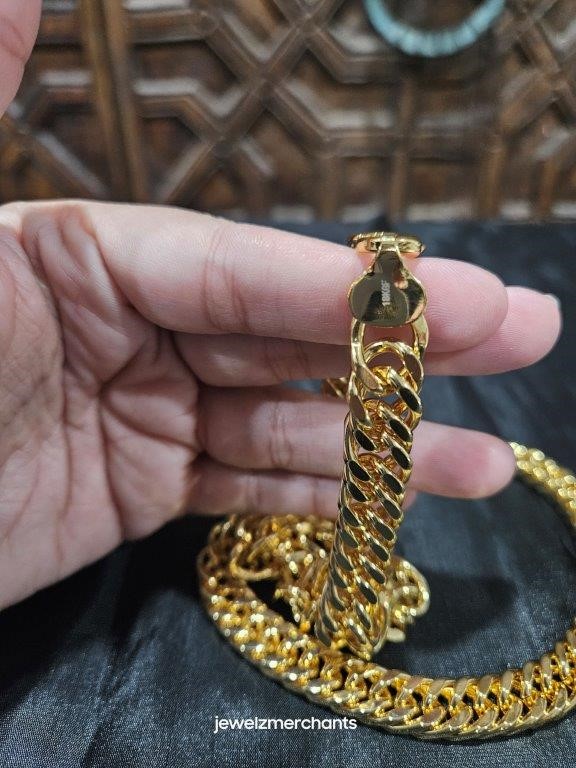 22KGold Filled /Italy Stamped Yellow Chain -60CM-10MM-Bonus Gift