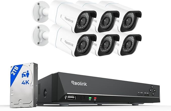 Reolink 4K PoE Home Security Camera System, 8 Channel NVR Recorder (2TB Har