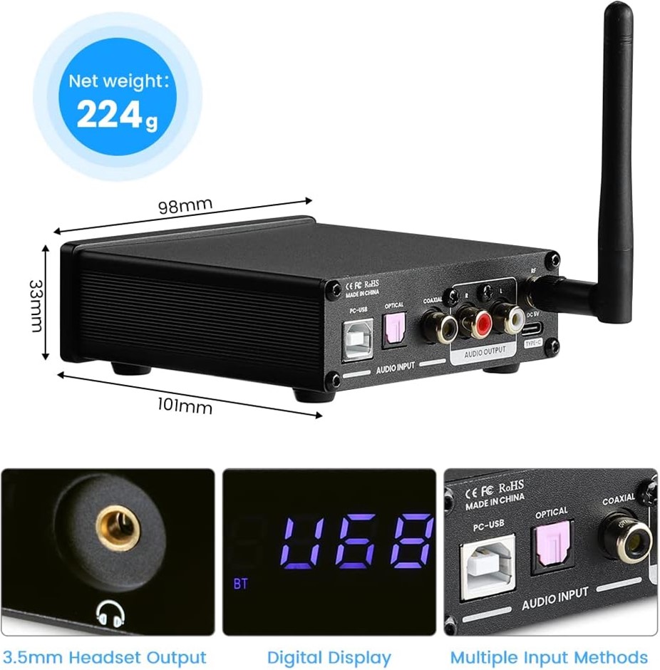 AIYIMA DAC-A1 Mini Headphone Amplifier ES9018Q2M Desktop Decoder HiFi Stere