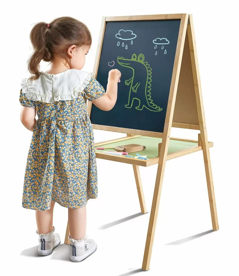 2 x HAPE Fit And Fold Bamboo Easel. NB: Damaged packaging, 1 x easel is bro